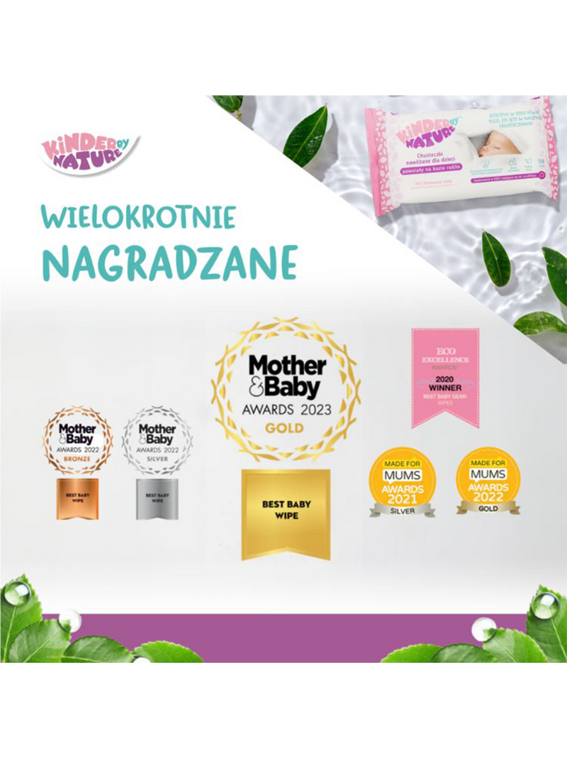 Naturalne biodegradowalne chusteczki nawilżane wodą