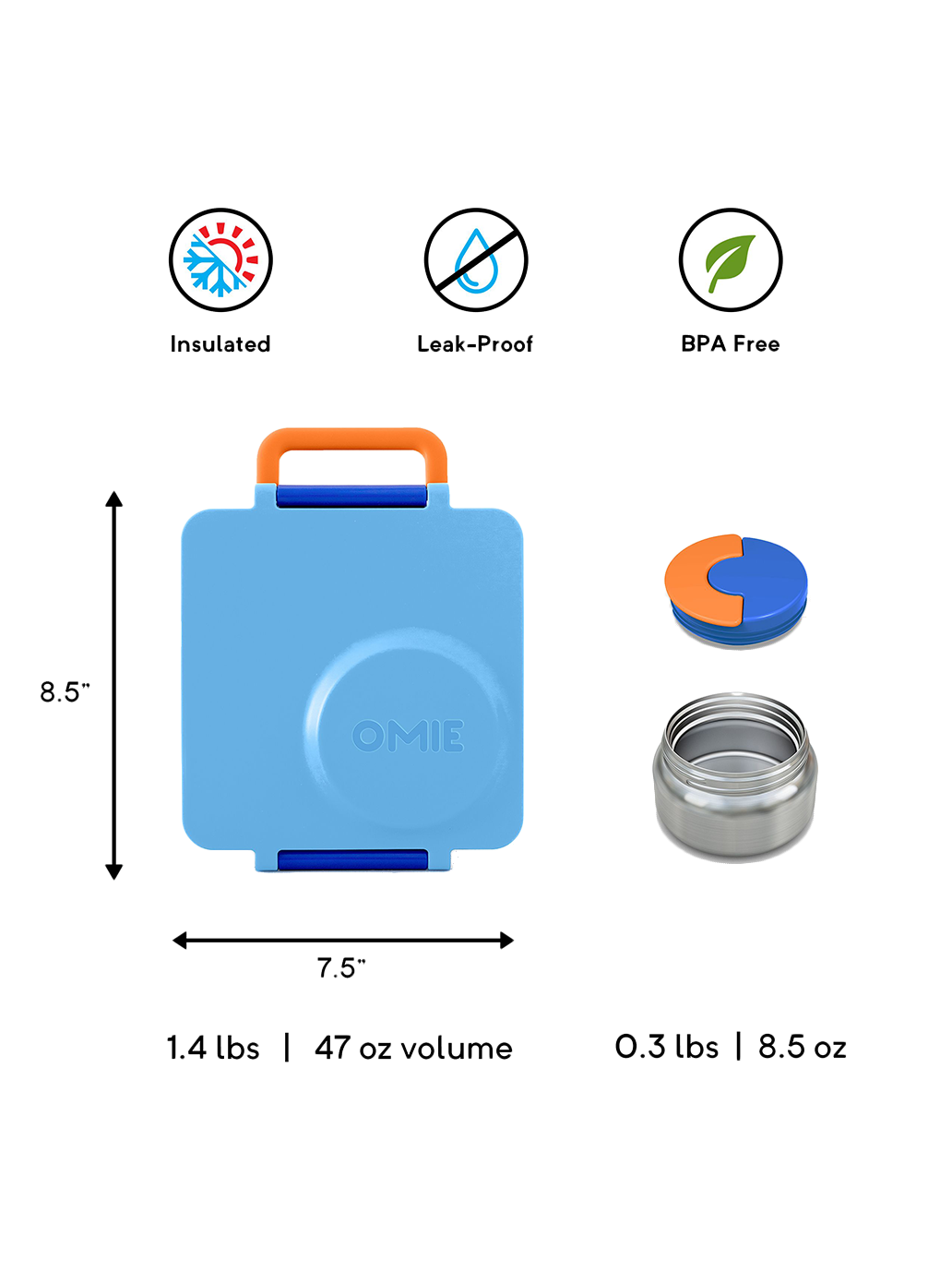 OmieBox lunchbox z termosem i przegródkami