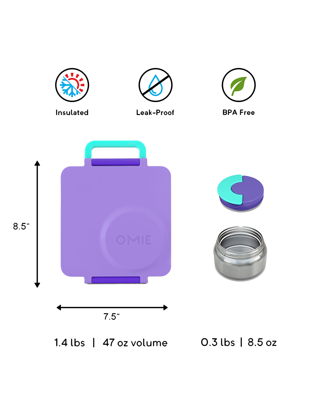 OmieBox lunchbox z termosem i przegródkami