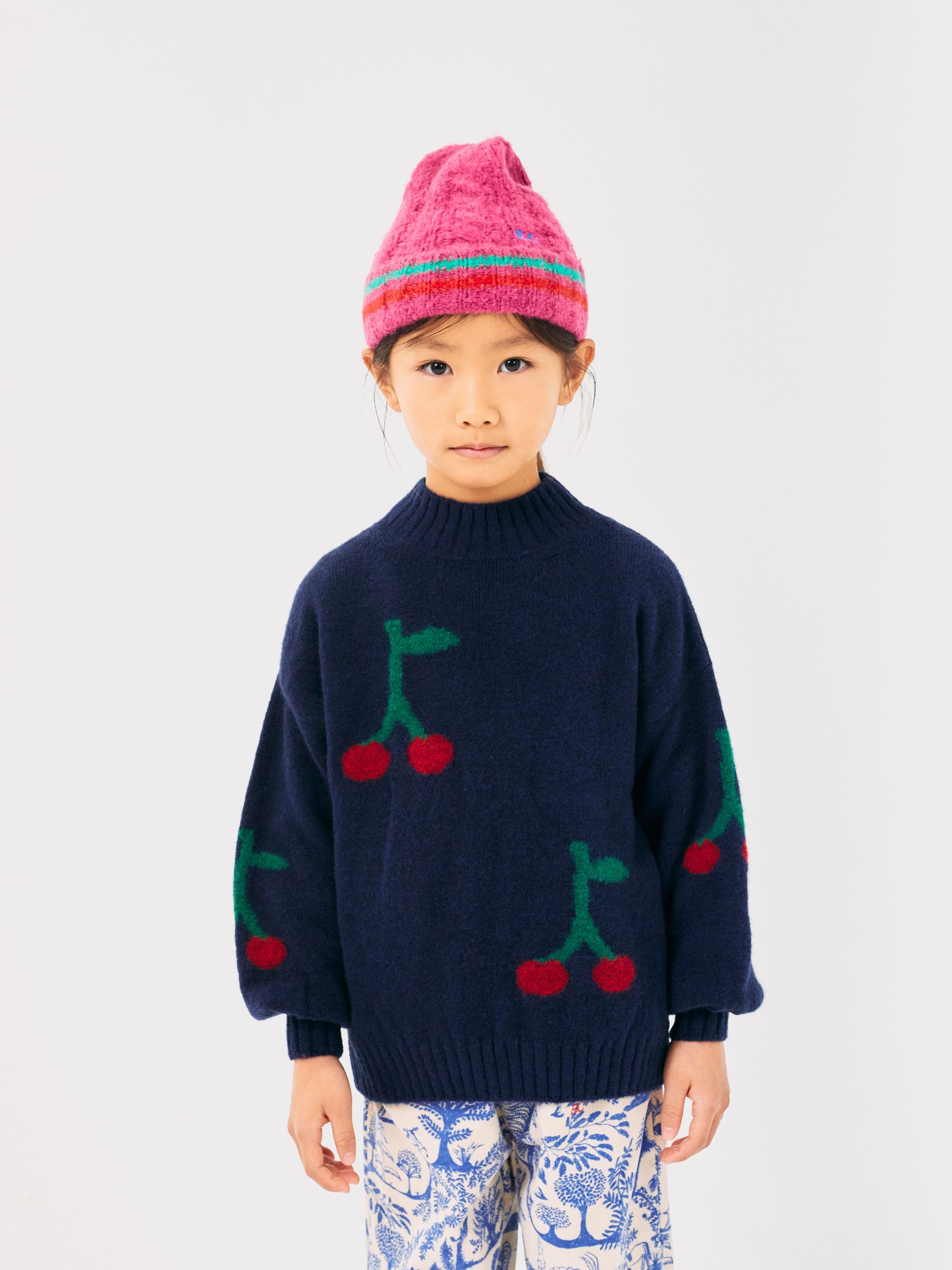 Sweter Bobo Cherry all over turtle neck jumper