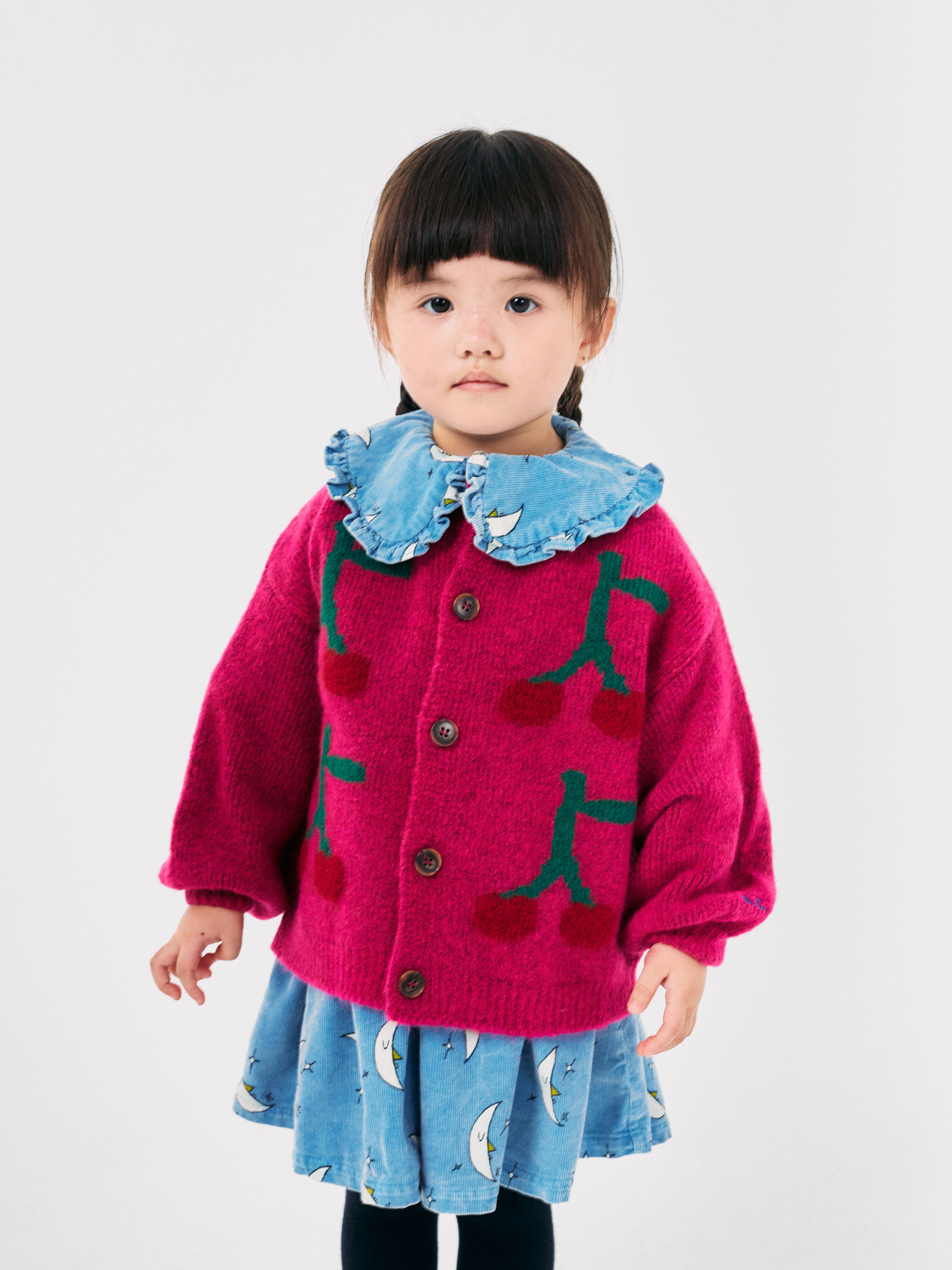 Sweter kardigan Bobo Cherry intarsia