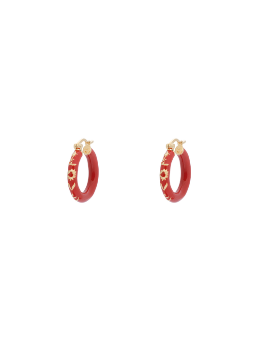 Kolczyki z emalią Bonfire Hoop Earrings