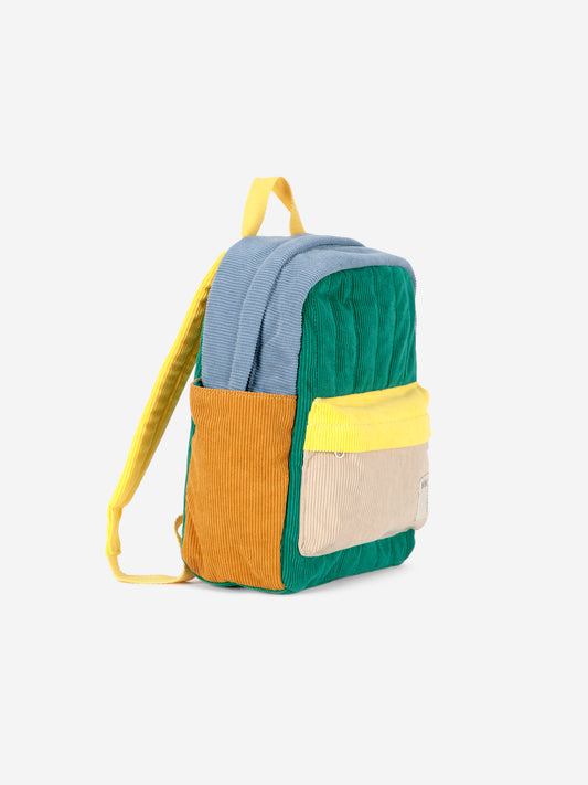 Mały plecak Color Block padded corduroy schoolbag