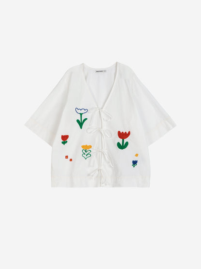 Bluzka Garden embroidery tie blouse Adult