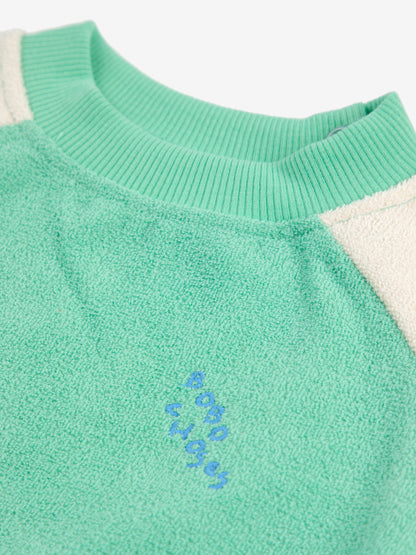 Bluza Green color block terry cloth sweatshirt Baby