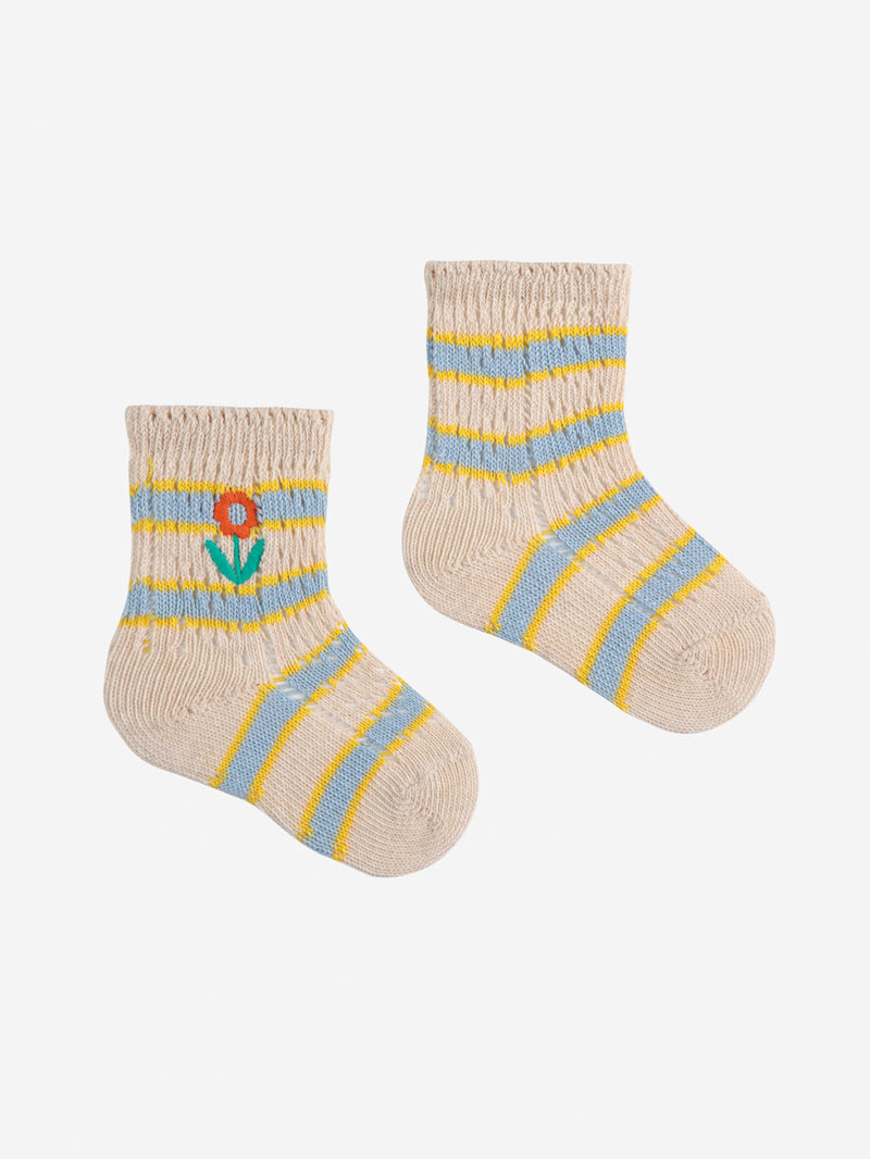 Skarpetki niemowlęce Flower Stripes short socks